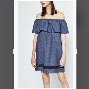 ZARA off-the-shoulder linen dress